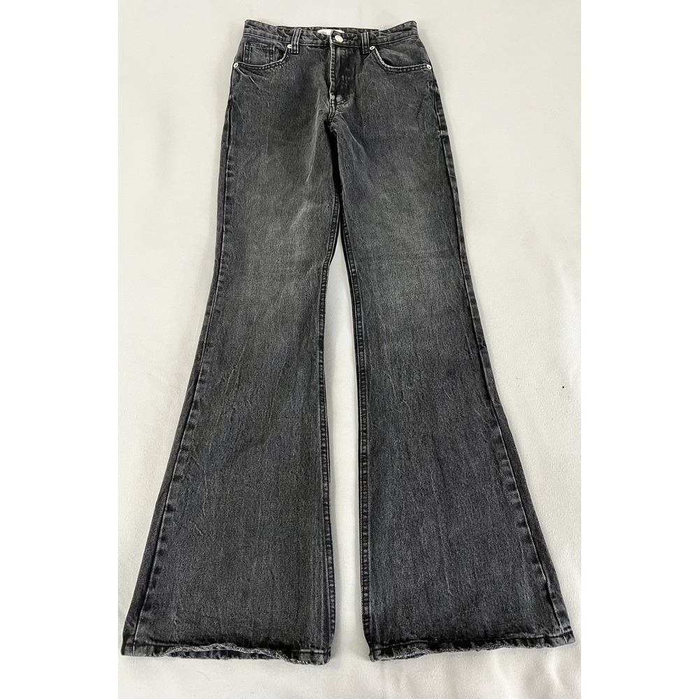 Zara Women's Black  High Rise Wide Leg Flared‎ Jeans Size 2 Y2K